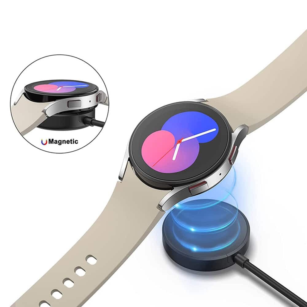 Techsuit - Καλώδιο Φόρτισης για SmartWatch (TSC11) - για Samsung Watch, USB, 2.5W, Θήκη Η/Υ με Βάση Γραφείου - Μαύρο