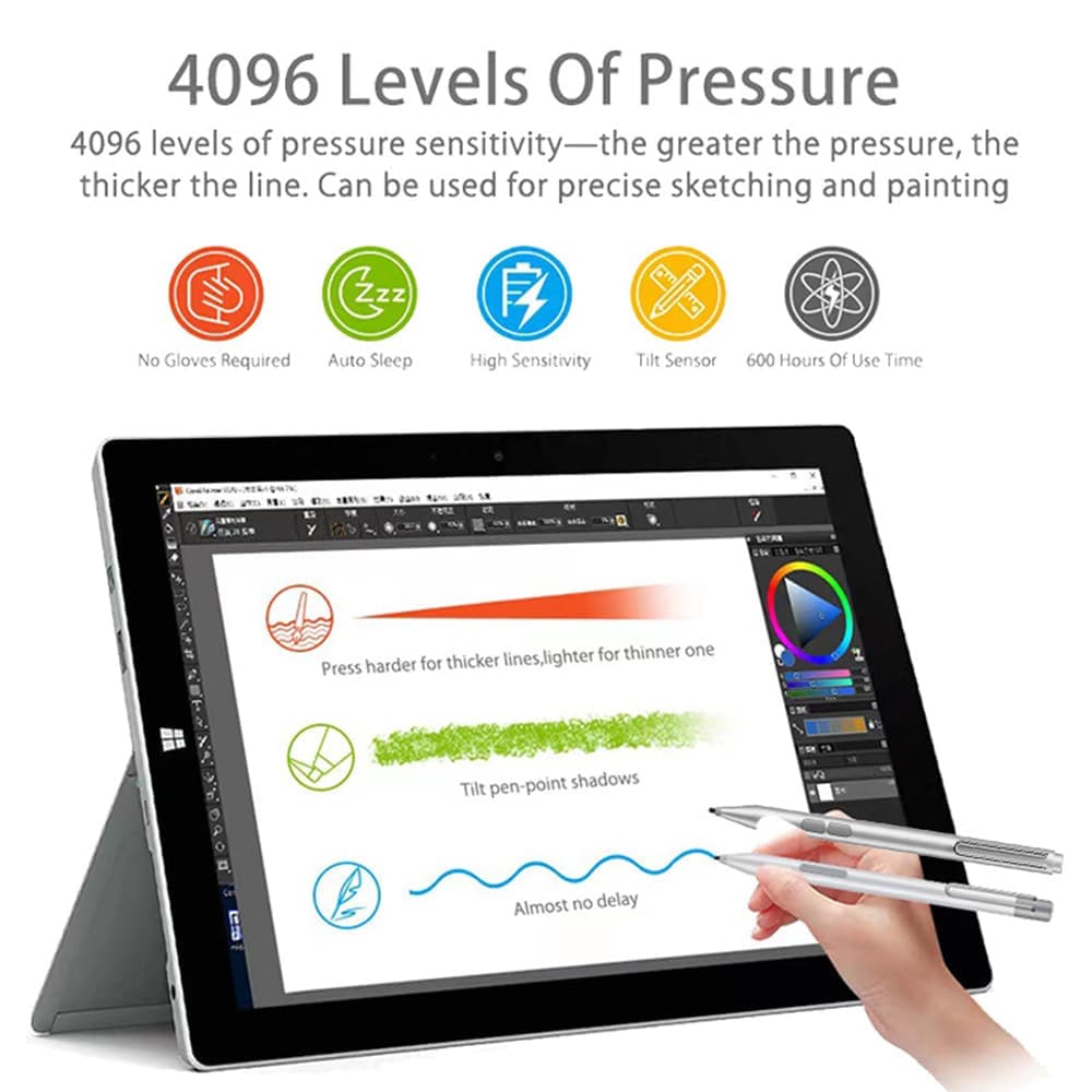 Techsuit Stylus Pen για Microsoft Surface Tablet, Palm Rejection, AAAA Μπαταρία, MPP1.51 - Μαύρο 6