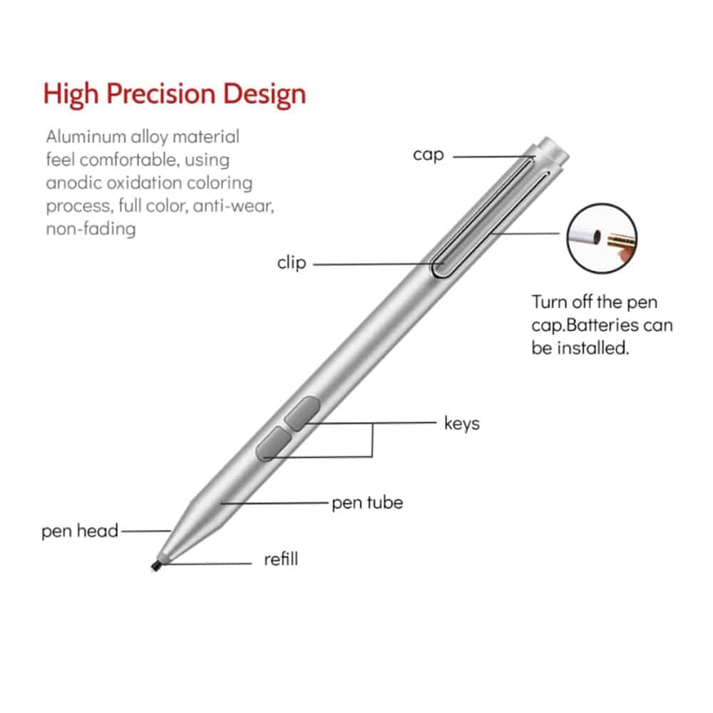 Techsuit Stylus Pen για Microsoft Surface Tablet, Palm Rejection, AAAA Μπαταρία, MPP1.51 - Μαύρο 7