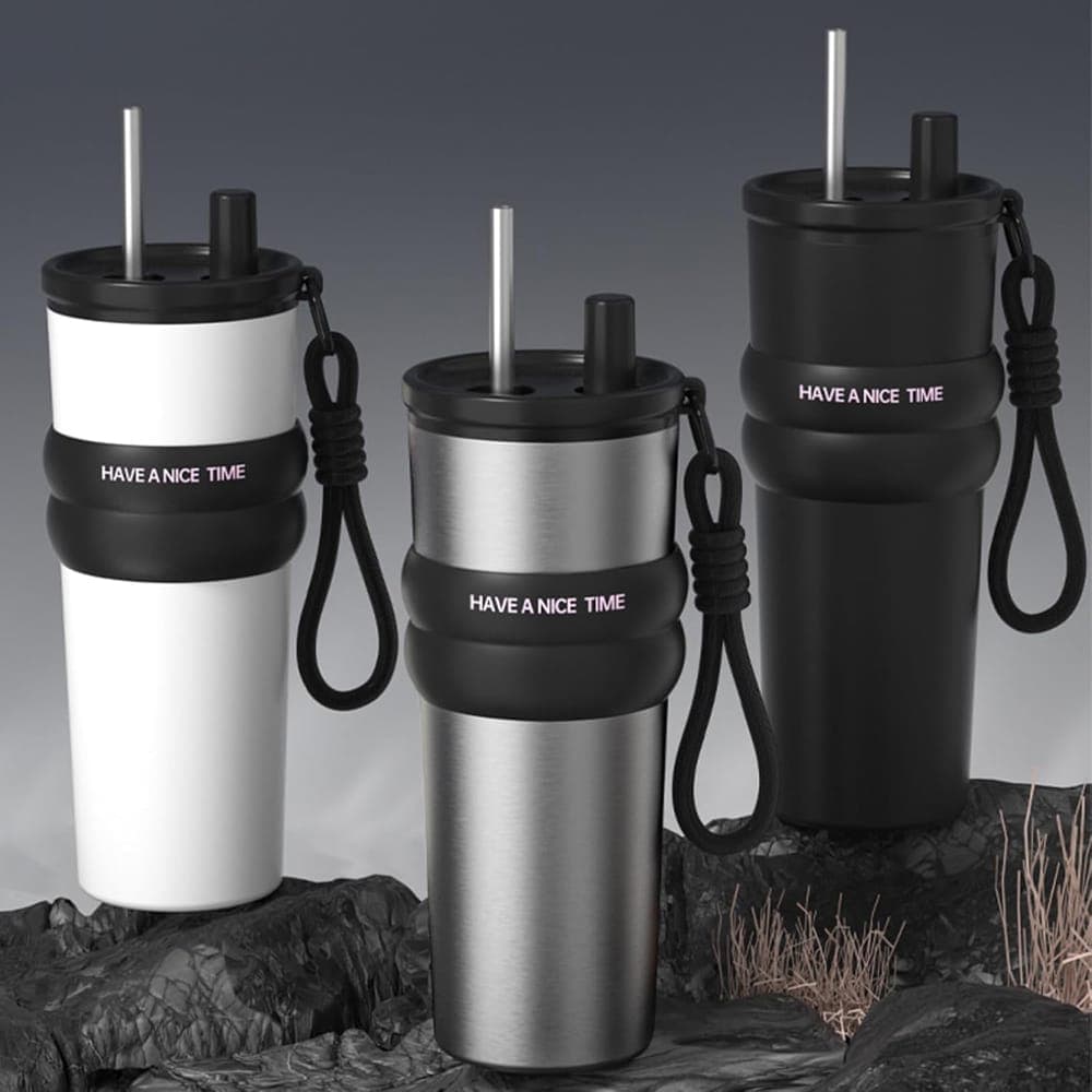 Techsuit θερμός από ανοξείδωτο ατσάλι, 710ml - Μαύρο 6