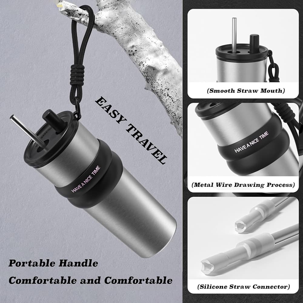 Techsuit θερμός από ανοξείδωτο ατσάλι, 710ml - Μαύρο 5