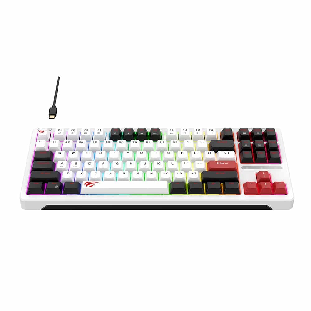 Havit - Gaming Keyboard (kb902l) - USB-C, With Rgb Lights, 1.8m, 200ma - Black / White / Red 3