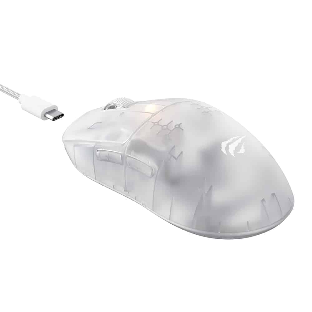 Havit - Wireless Gaming Mouse (ms970wb Pro) - 2.4ghz, 800/1600/2400/3200/6400/12000 Dpi, 300mah - Transparent White 4