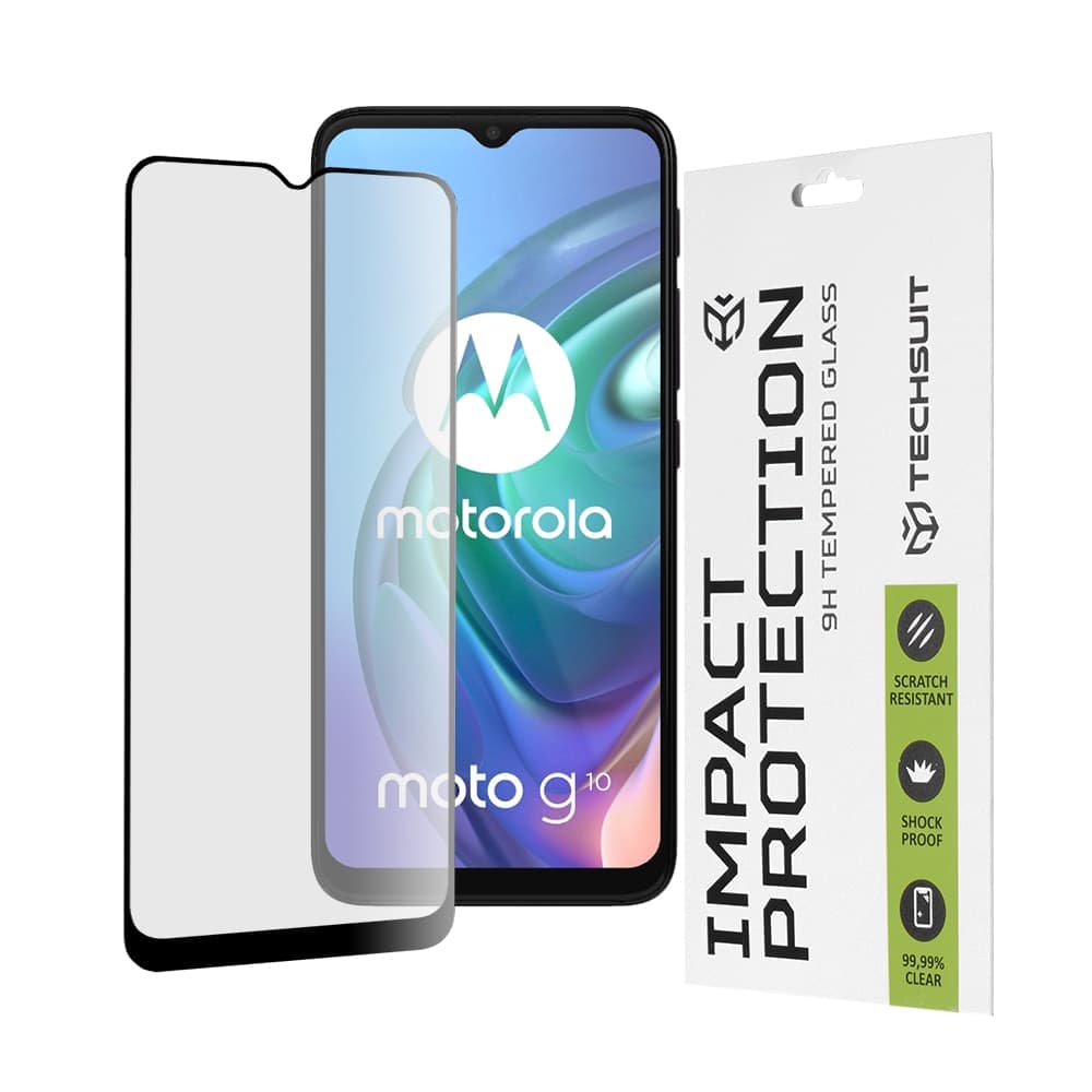 Techsuit - 111D Πλήρης Κάλυψη / Full Glue Γυαλί - Motorola Moto G10 / Moto G20 / Moto G30 / Moto E7 Plus / Moto G9 Play - Μαύρο