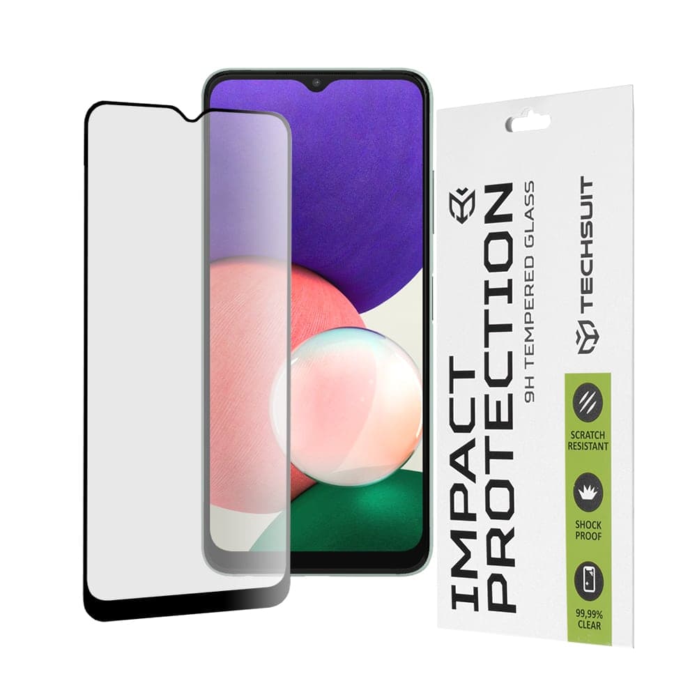 Techsuit - 111D Πλήρης Κάλυψη / Πλήρης Κόλλα Γυαλί - Samsung Galaxy A22 5G - Μαύρο
