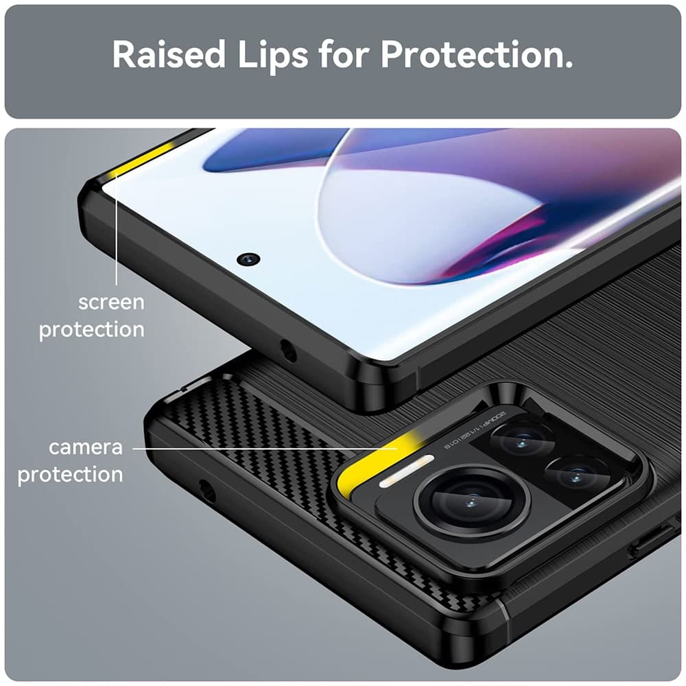 Techsuit Carbon Silicone - θήκη για Motorola Edge 30 Ultra - Μαύρο 2