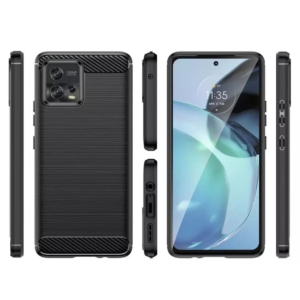 Techsuit Carbon Silicone - θήκη για Motorola Moto G72 - Μαύρο 2