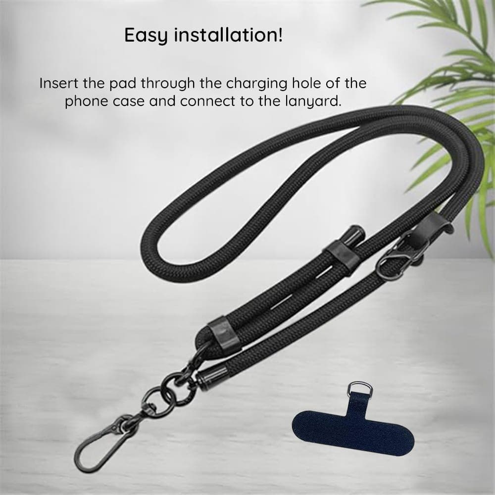 Techsuit - Rope Crossbody Strap (RCS1-70) - for Phones, Carabiner, Nylon Braided, Durable, Adjustable - Blue Lagoon 4