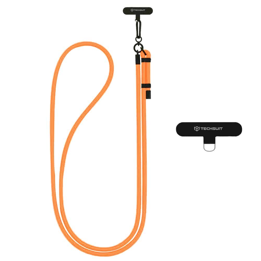 Techsuit - Rope Crossbody Strap (RCS1-01) - for Phones, Carabiner, Nylon Braided, Durable, Adjustable - Spiced Pumpkin