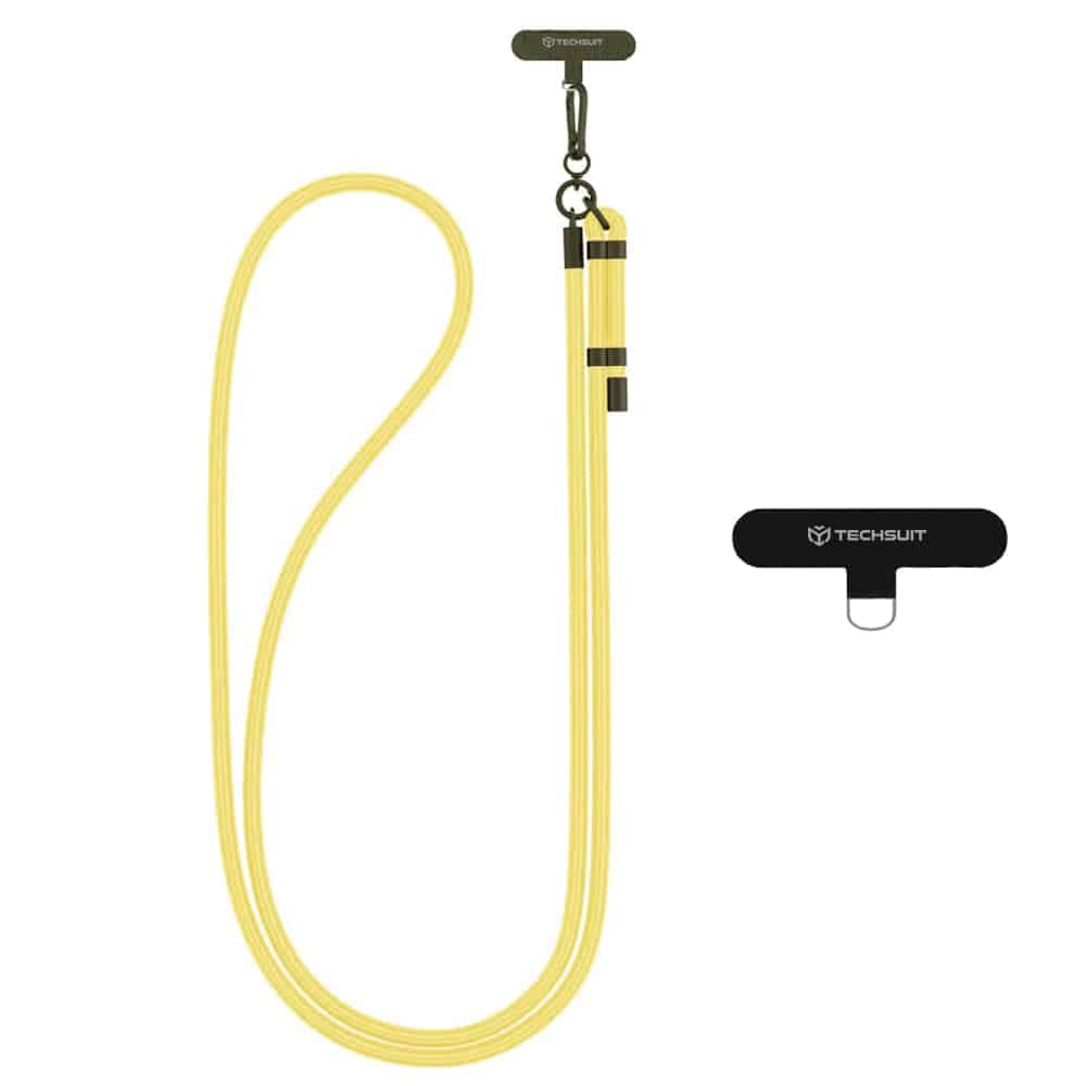 Techsuit - Rope Crossbody Strap (RCS1-75) - for Phones, Carabiner, Nylon Braided, Durable, Adjustable - Sunflower Yellow