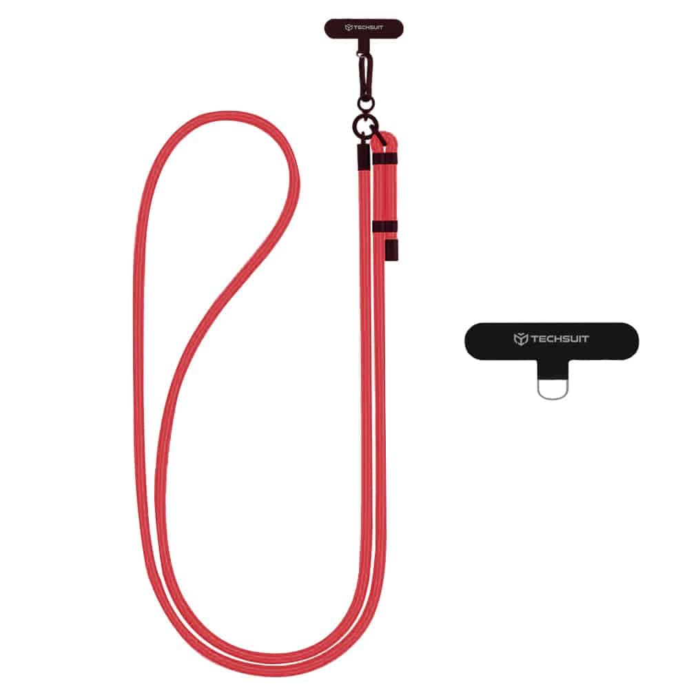 Techsuit - Rope Crossbody Strap (RCS1-33) - for Phones, Carabiner, Nylon Braided, Durable, Adjustable - Red Velvet