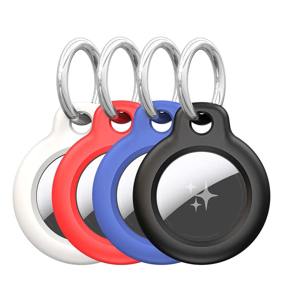 Dux Ducis - PC Secure Holder (4Pack) - Apple AirTag Case, με Ανοξείδωτο Δαχτυλίδι - Μαύρο / Λευκό / Μπλε / Κόκκινο