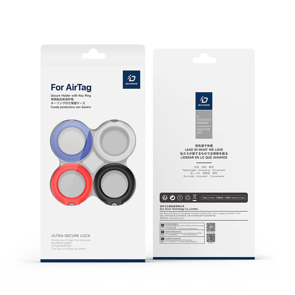 Dux Ducis - PC Secure Holder (4Pack) - Apple AirTag Case, με Ανοξείδωτο Δαχτυλίδι - Μαύρο / Λευκό / Μπλε / Κόκκινο 7