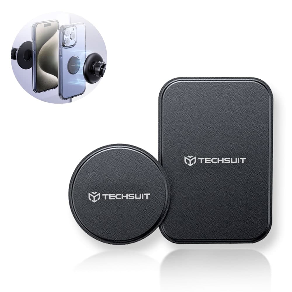 Techsuit - (2 pack) Metal Plate (MP02) - with PU Leather Cover - Black