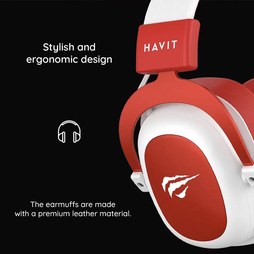 Havit - Gaming Headphones (h2002d) - Detachable Microphone, 53mm Speaker, Compatible With Ps4/xbox, Jack 3.5mm, 2m - Red 3