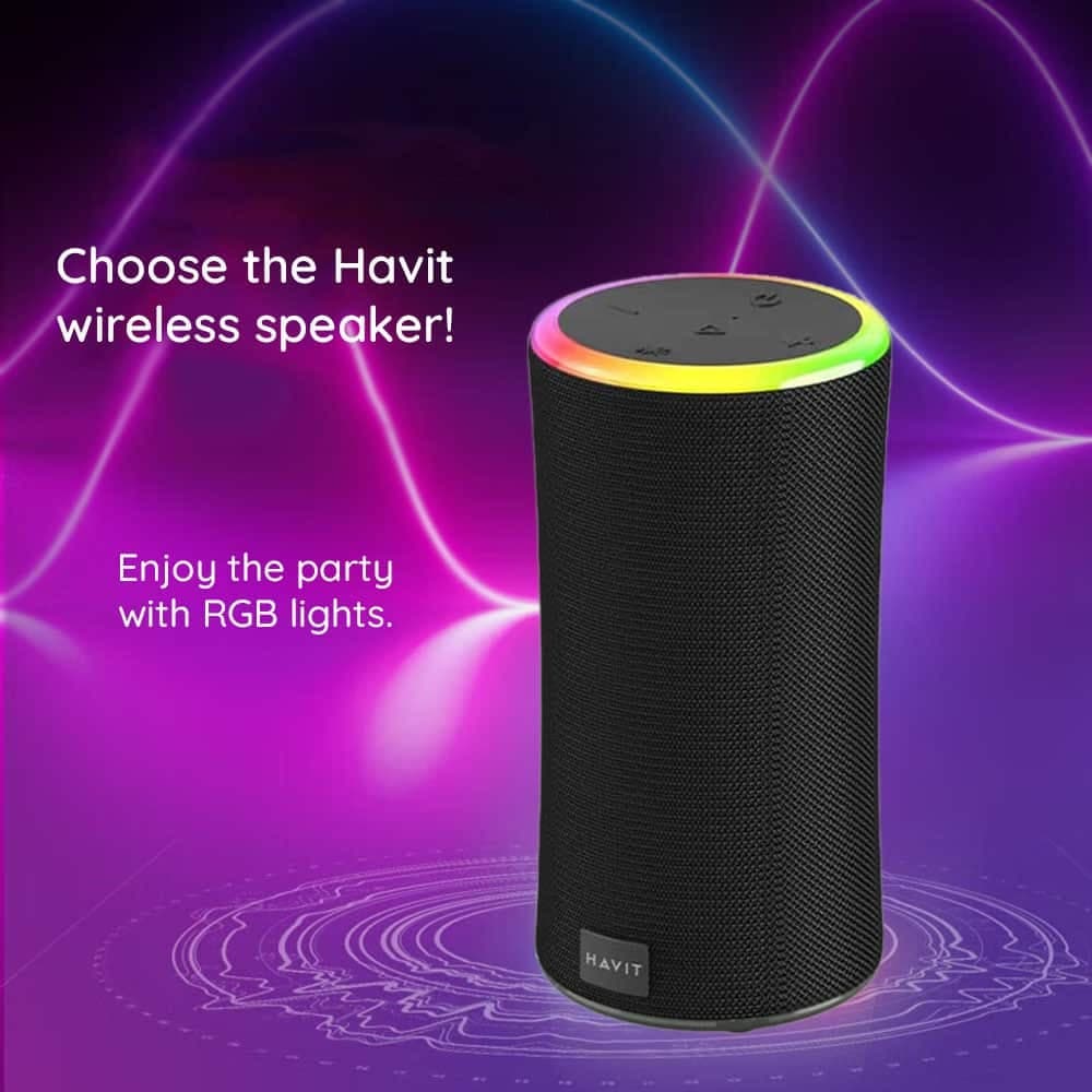 Havit - Wireless Speaker (sk833bt) - Type-C, Bluetooth 5.3, Tws, Tf, USB, Hands-Free Calls, Rgb Lights, Ipx6, 4000mah - Black 3