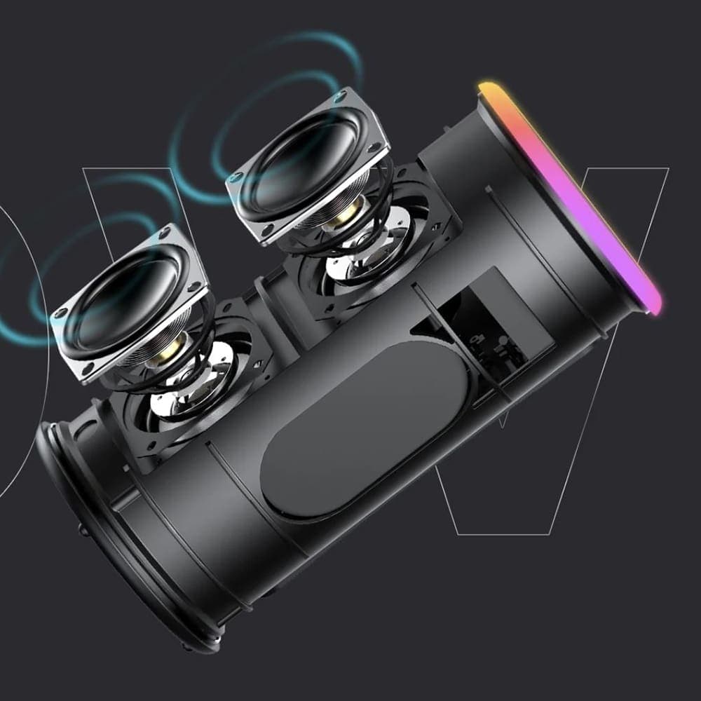 Havit - Wireless Speaker (sk833bt) - Type-C, Bluetooth 5.3, Tws, Tf, USB, Hands-Free Calls, Rgb Lights, Ipx6, 4000mah - Black 6