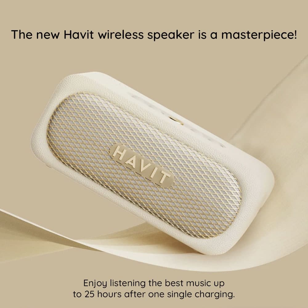 Havit - Wireless Speaker (sk905bt) - Type-C, Bluetooth 5.3, Tws, Tf, Aux, Hands-Free Call, Ipx7, 2000mah - Beige 6