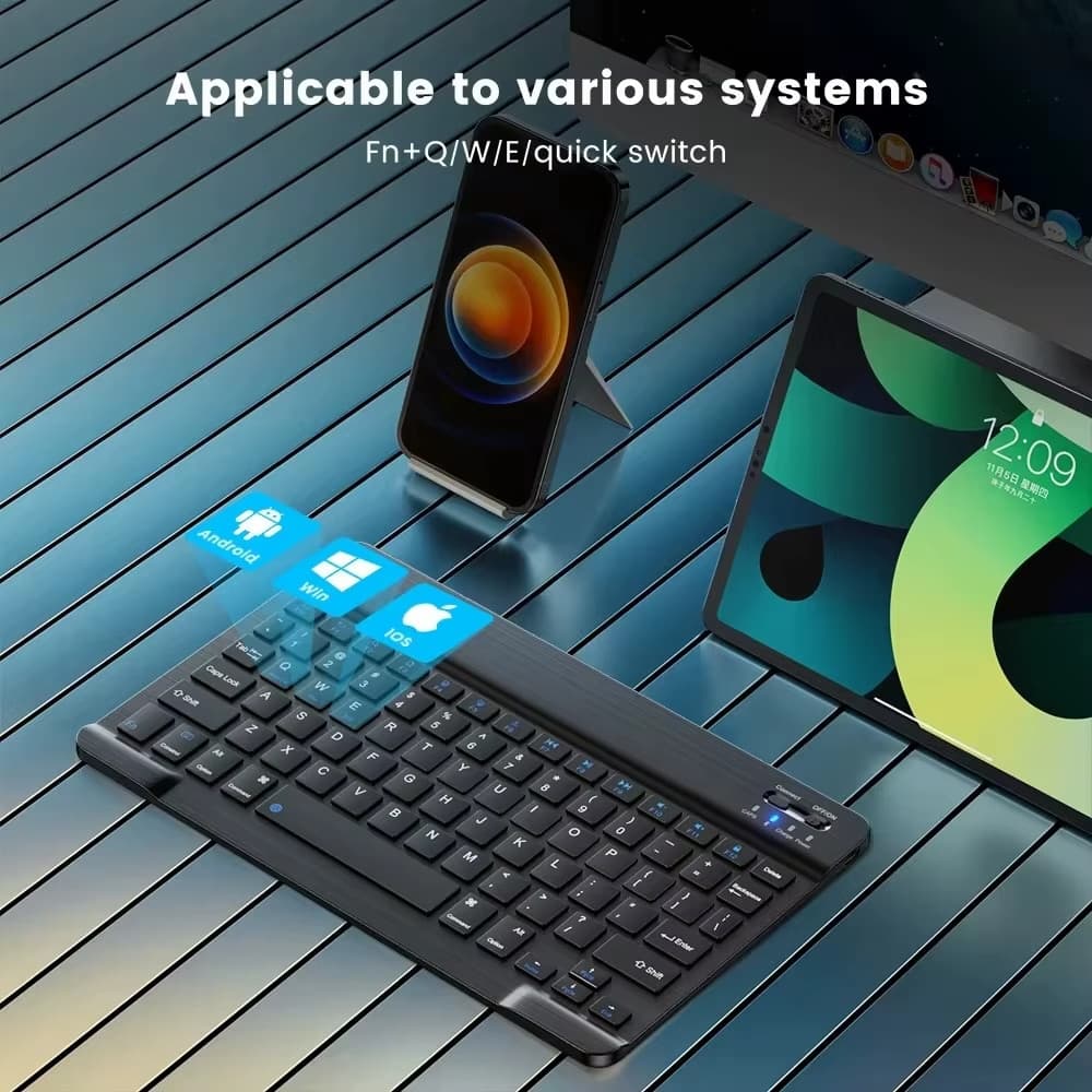 Techsuit - Ασύρματο πληκτρολόγιο (WK1) - για Android, Windows, iOS, Bluetooth, 3 επίπεδα φωτεινότητας, 7 χρώματα, Type-C - Μαύρο 3