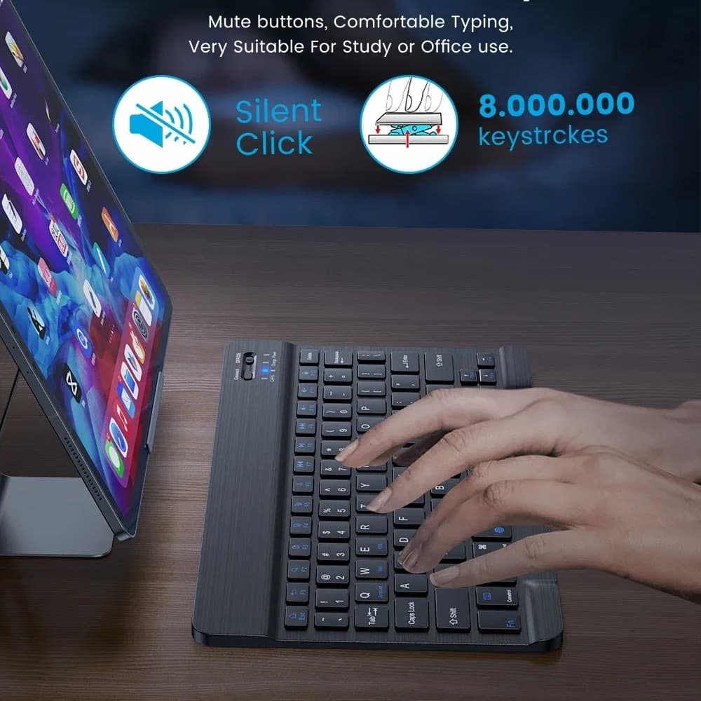 Techsuit - Ασύρματο πληκτρολόγιο (WK1) - για Android, Windows, iOS, Bluetooth, 3 επίπεδα φωτεινότητας, 7 χρώματα, Type-C - Μαύρο 4