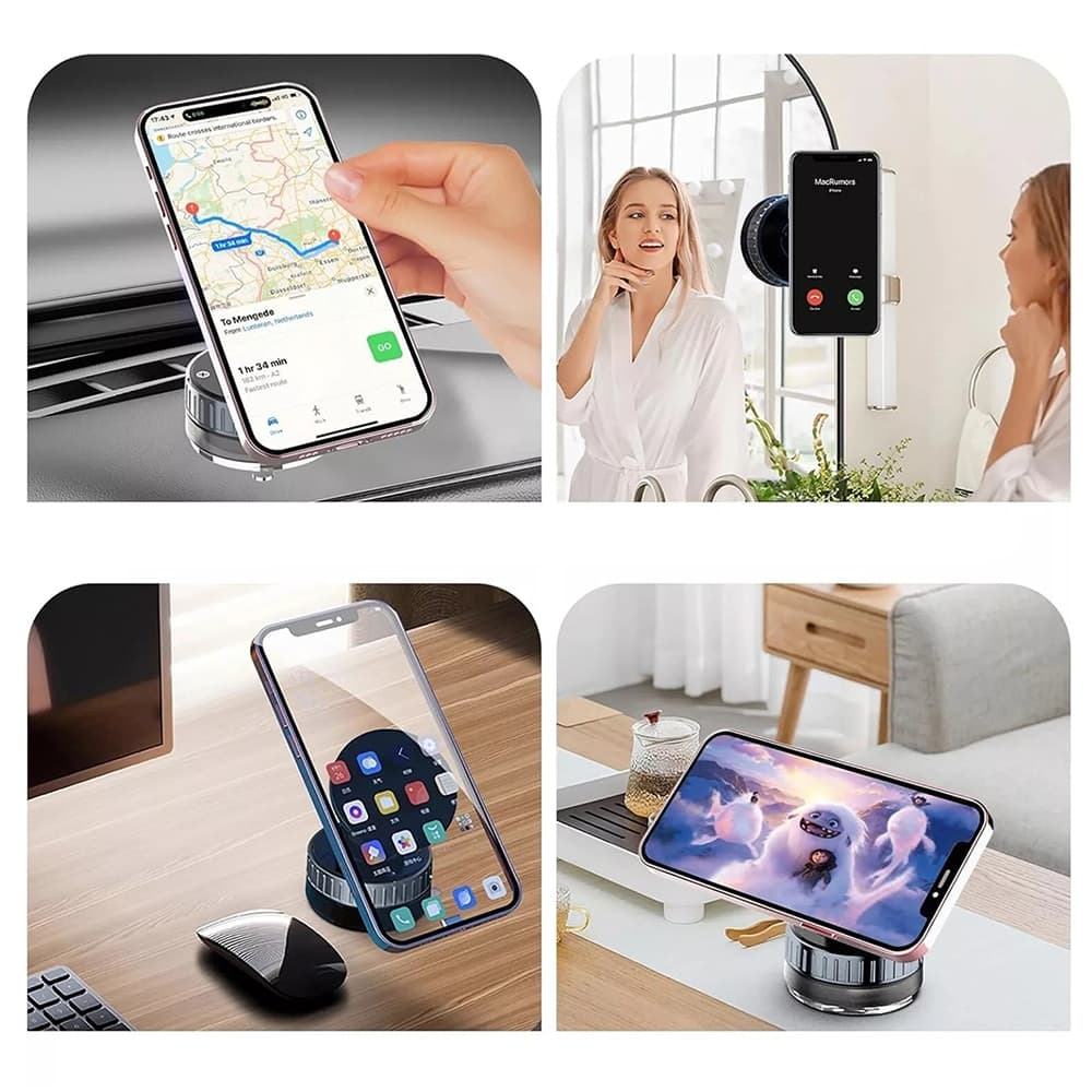 Techsuit - Premium Car Holder με Ασύρματη Φόρτιση (HOLD253) - Μαγνήτες MagSafe N52, Ισχυρή Βεντούζα, Ταμπλό - Μαύρο 5