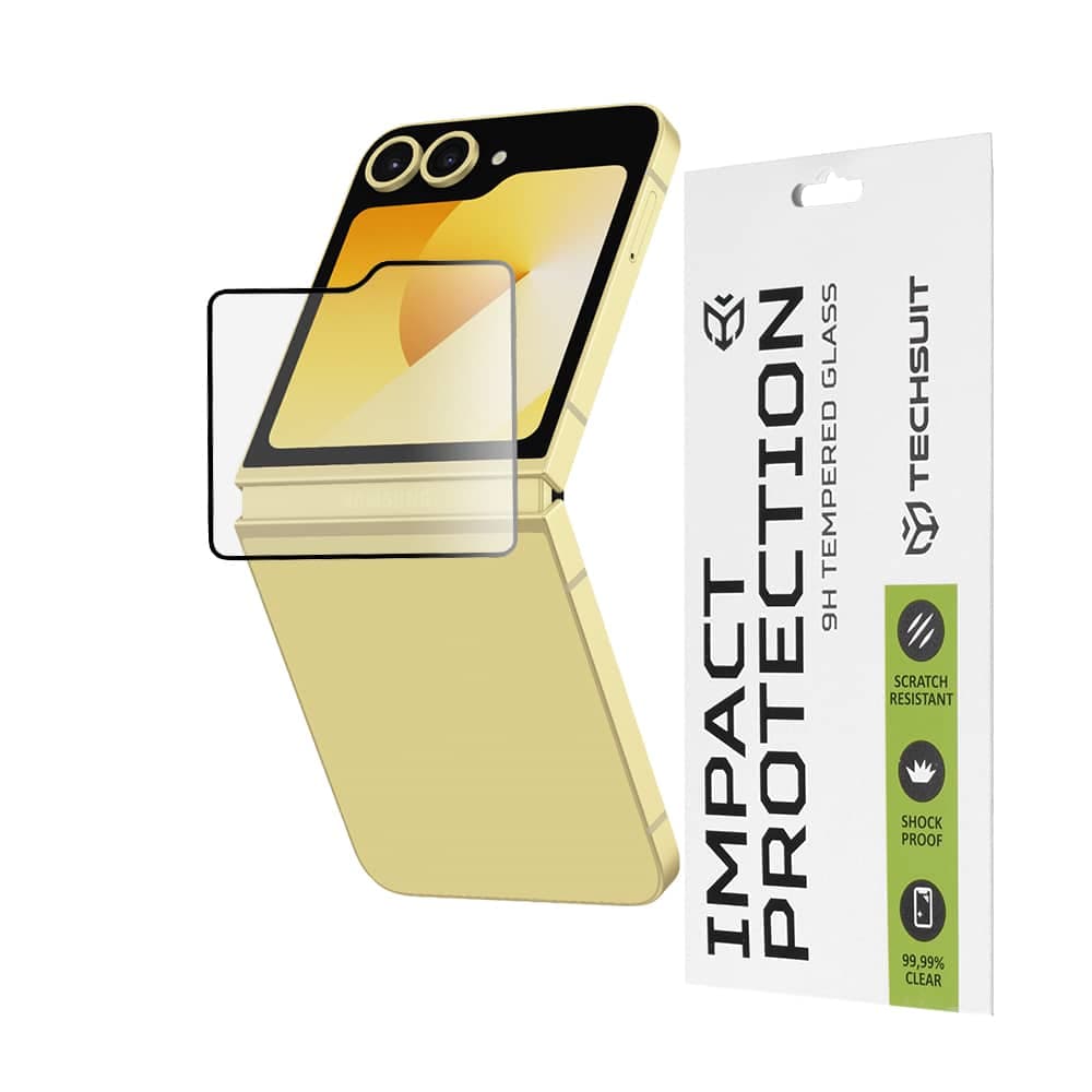Techsuit - 111D Full Cover / Full Glue Glass [Outside Screen] - Samsung Galaxy Z Flip6 - Black