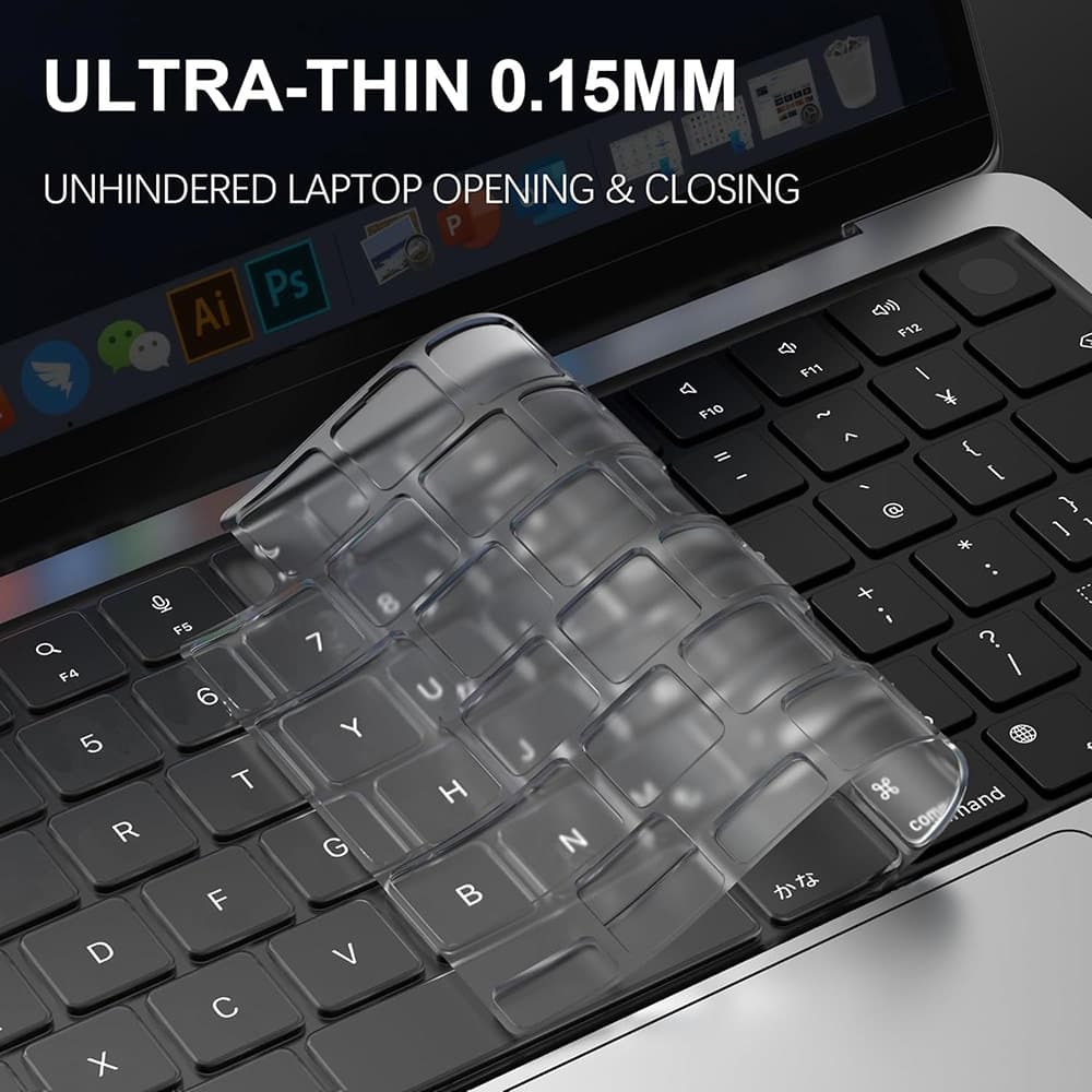 Techsuit - Κάλυμμα Πληκτρολογίου Premium PureTypeX (KC1) - Εξαιρετικά Λεπτό, για MacBook Pro 14 (2024-2021)/ Air 13/15 (2022-2025) - Διαφανές 4