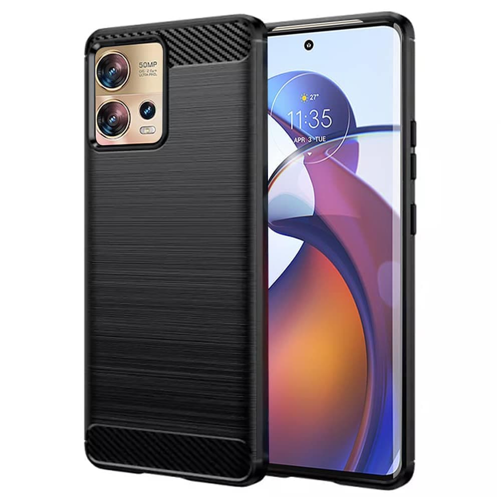 Techsuit Carbon Silicone - θήκη για Motorola Edge 30 Fusion - Μαύρο