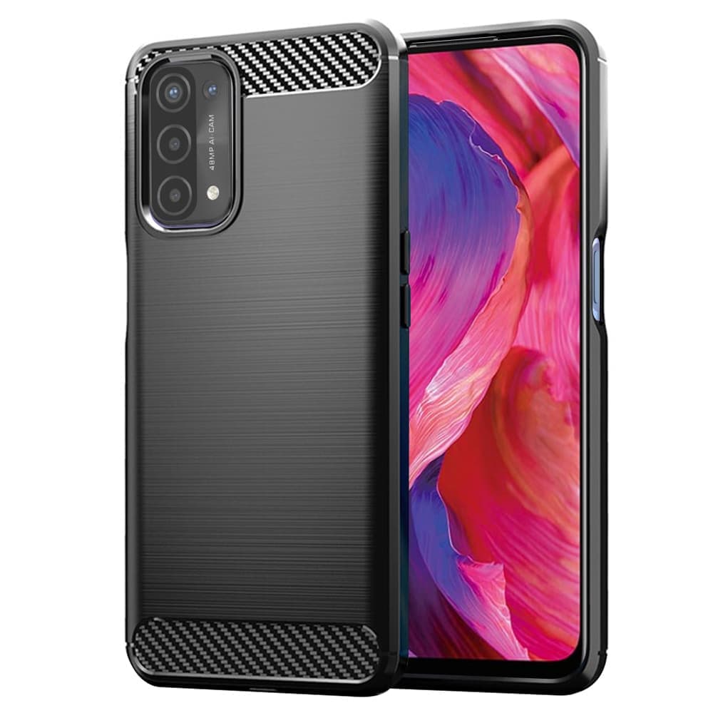 Techsuit Carbon Silicone - θήκη για Oppo A54 5G / Oneplus Nord N200 - Μαύρο