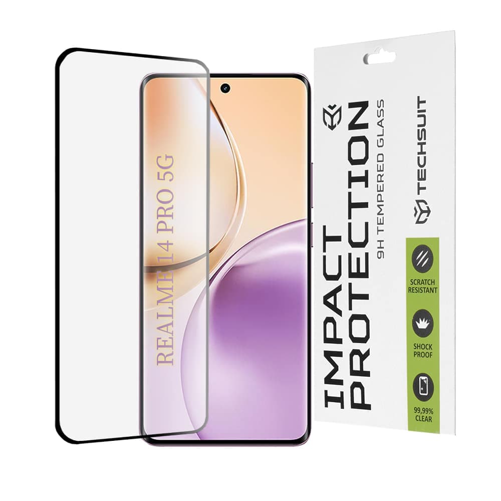 Techsuit - 111D Full Cover / Full Glue Glass / 3D Curved Screen - Realme 14 Pro - Μαύρο
