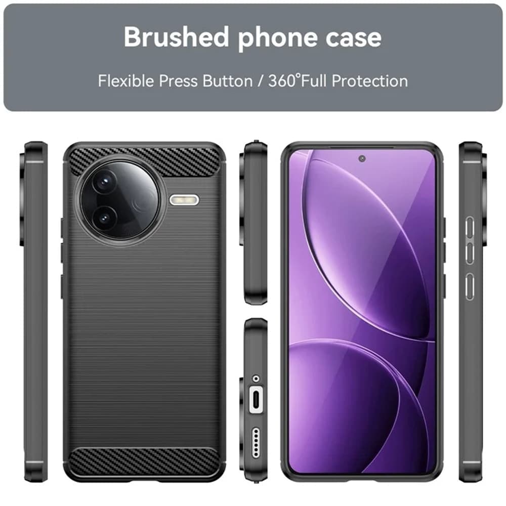Techsuit Carbon Silicone - θήκη για Xiaomi Poco F7 Ultra - Μαύρο 2