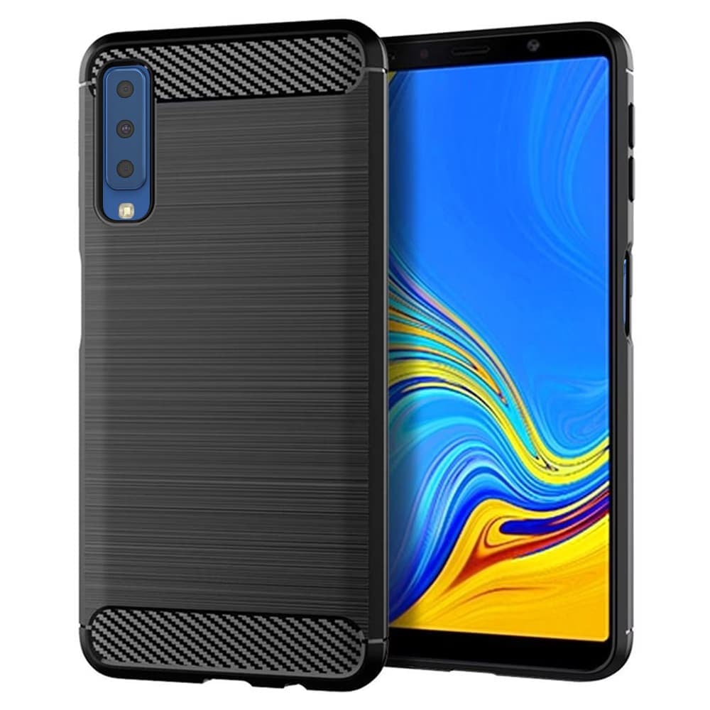 Techsuit Carbon Silicone - θήκη για Samsung Galaxy A7 (2018) - Μαύρο