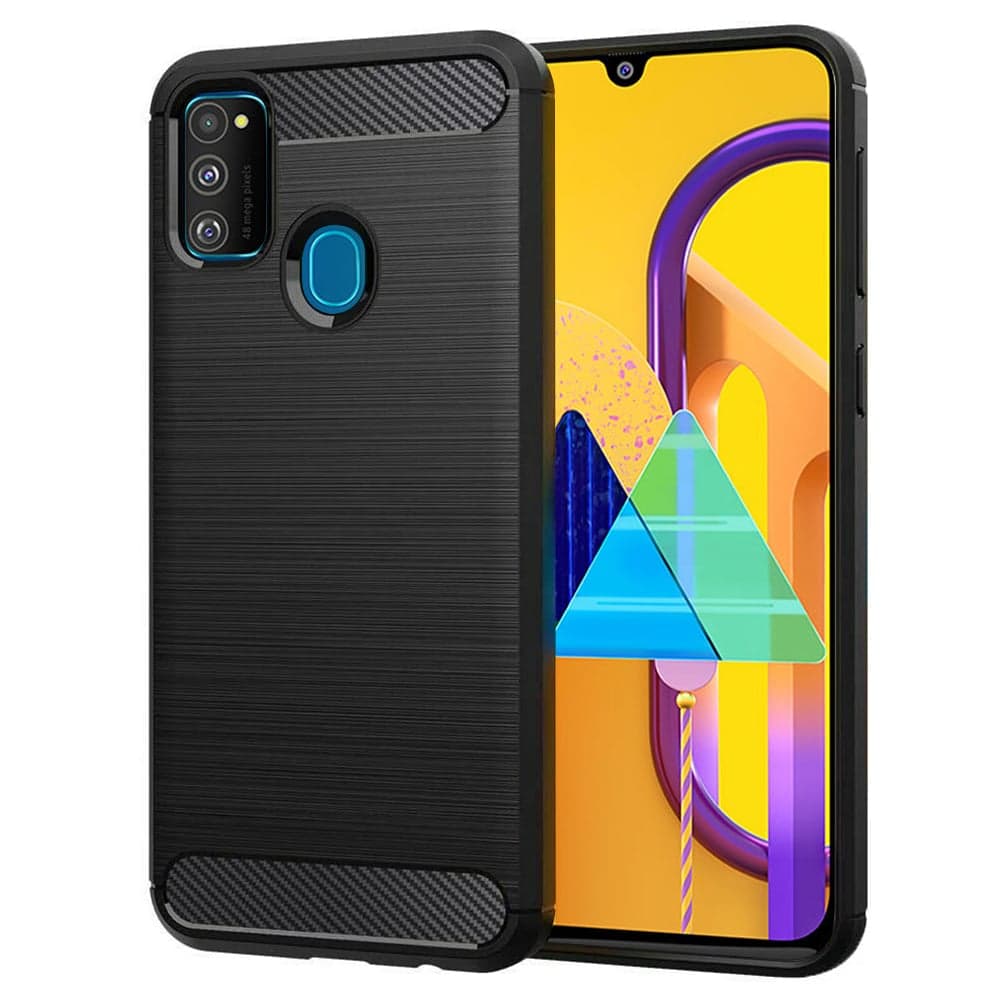 Techsuit Carbon Silicone - θήκη για Samsung Galaxy M21 - Μαύρο