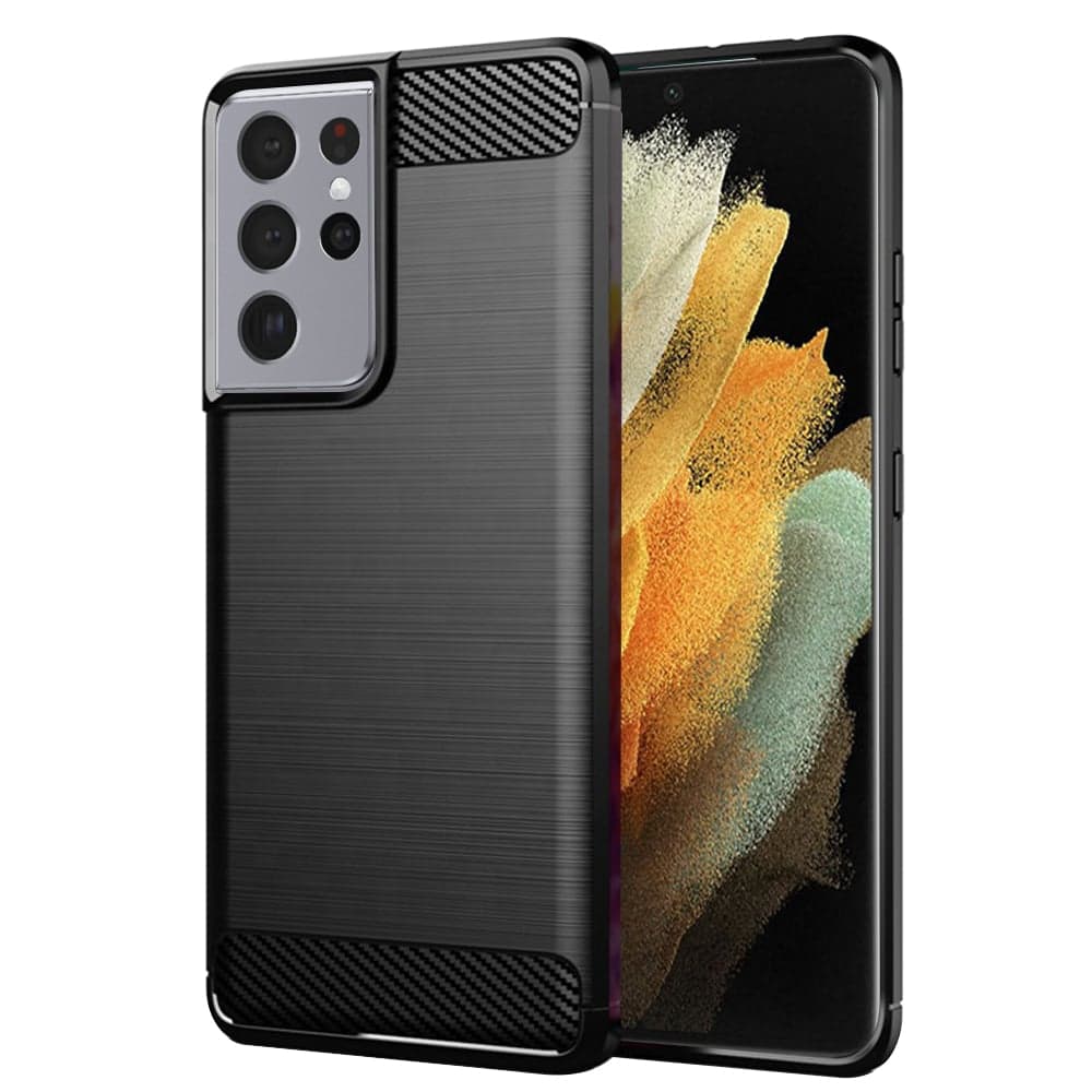 Techsuit Carbon Silicone - θήκη για Samsung Galaxy S21 Ultra 5G - Μαύρο