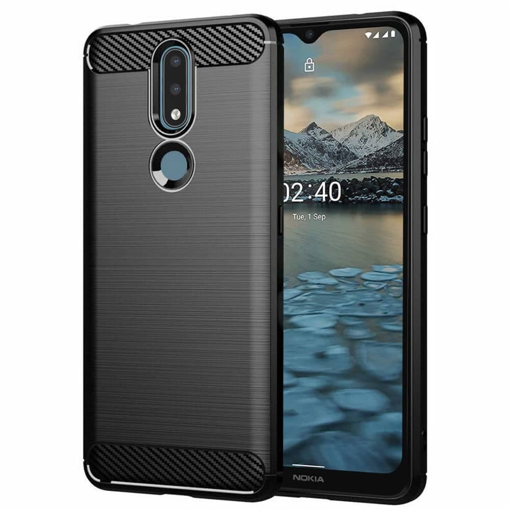 Techsuit Carbon Silicone - θήκη για Nokia 2.4 - Μαύρο