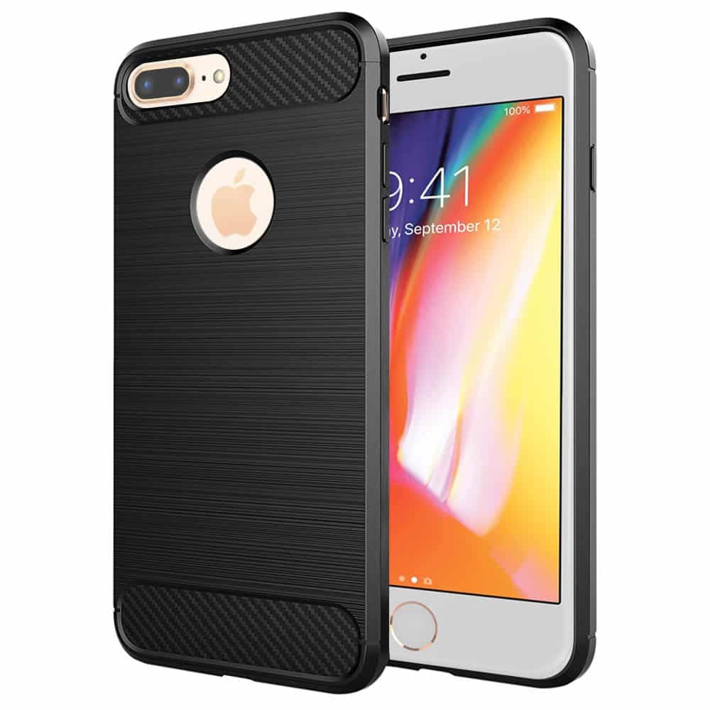 Techsuit Carbon Silicone - θήκη για Apple iPhone 8 Plus - Μαύρο