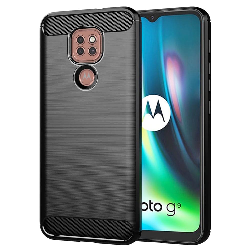 Techsuit Carbon Silicone - θήκη για Motorola Moto E7 Plus - Μαύρο