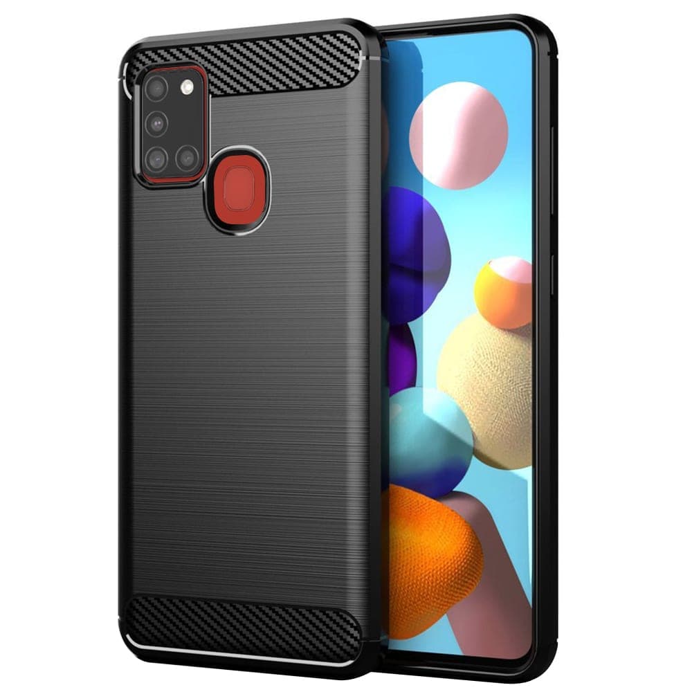 Techsuit Carbon Silicone - θήκη για Samsung Galaxy A21s - Μαύρο