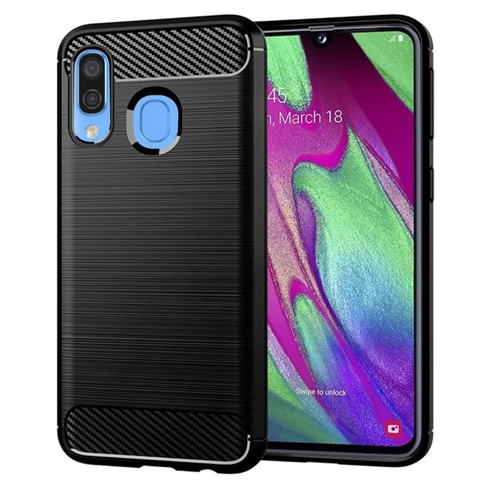 Techsuit Carbon Silicone - θήκη για Samsung Galaxy A40 - Μαύρο