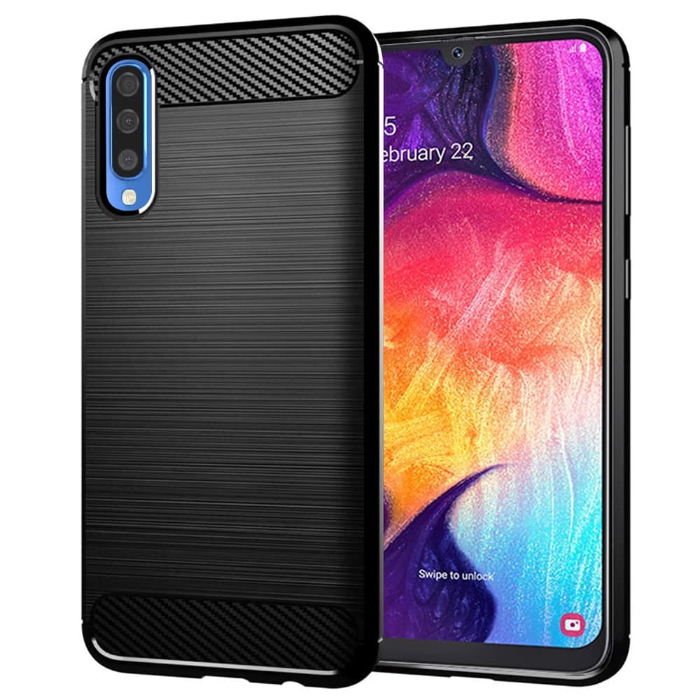 Techsuit Carbon Silicone - θήκη για Samsung Galaxy A30s - Μαύρο