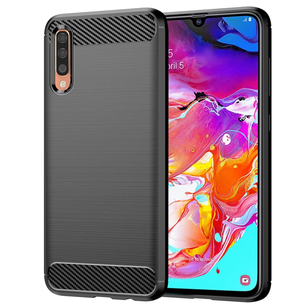 Techsuit Carbon Silicone - θήκη για Samsung Galaxy A70 - Μαύρο