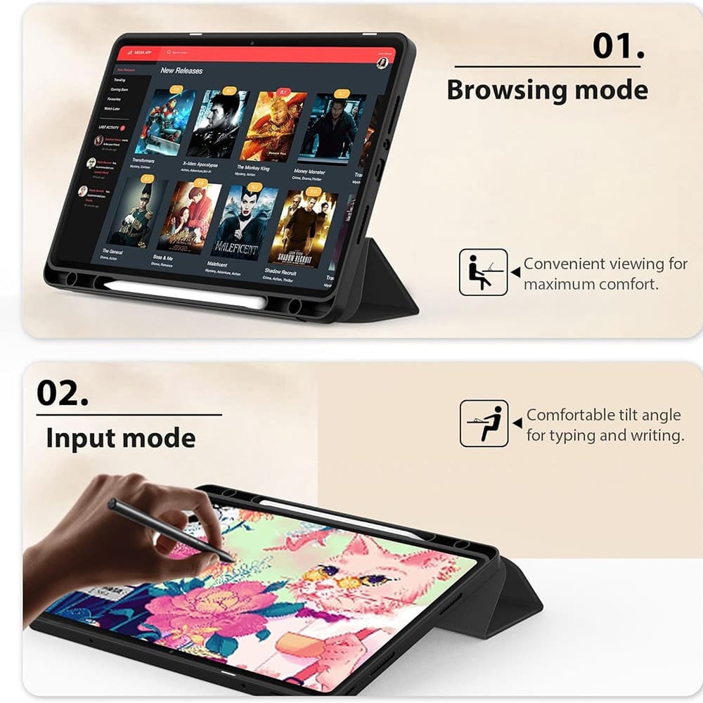 Techsuit - Flex Trifold (με Θήκη για Μολύβι) - Xiaomi Redmi Pad SE 4G 8.7" - Μαύρο 4
