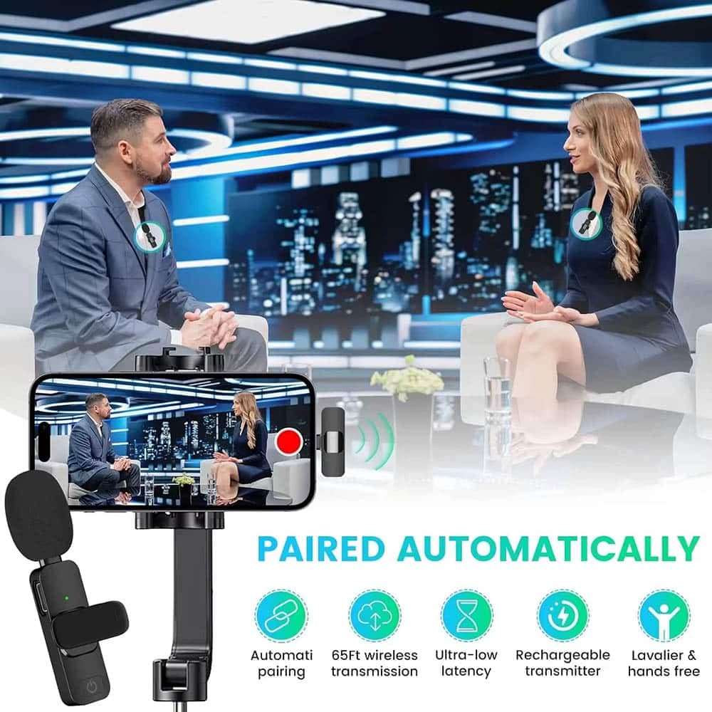 Techsuit - (2 pack) Ασύρματο Μικρόφωνο Lavalier (LW1) - με Δέκτη, Σύνδεσμο Lightning, για iPhone Plug & Play, Κλιπ Γιακά - Μαύρο 3