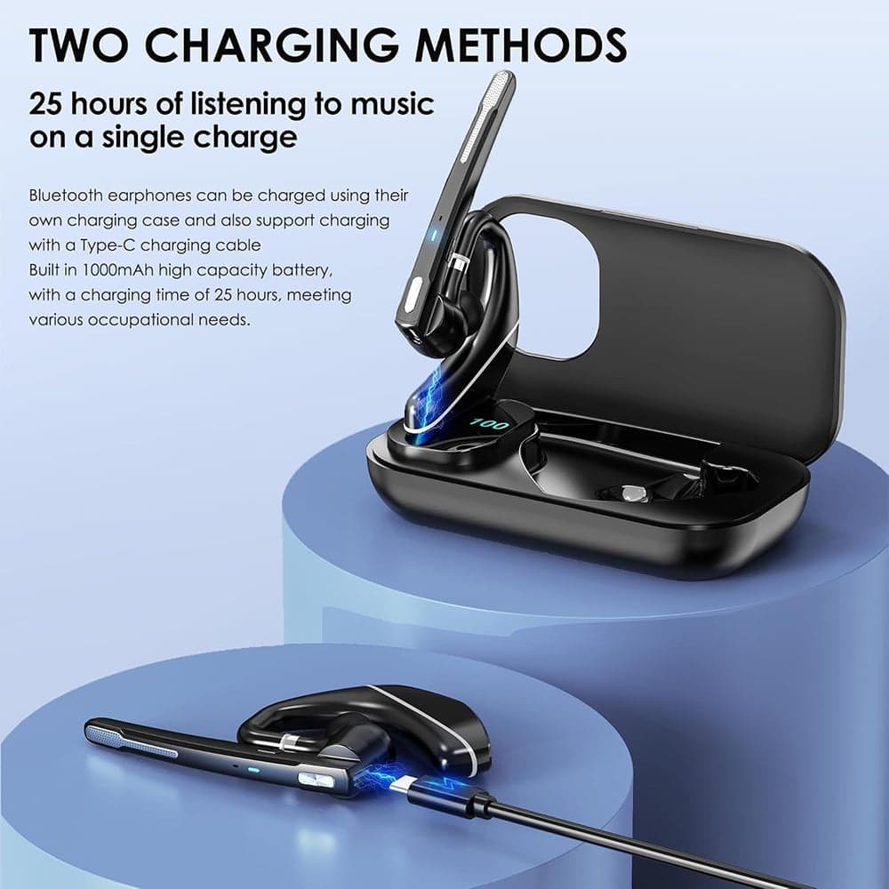 Techsuit - Ακουστικά Bluetooth Hearyo (A6L) - HandsFree, ENC, Διπλό Μικρόφωνο, Bluetooth 5.3, 1000mAh, 96 ώρες Χρόνος Ομιλίας - Μαύρο 6