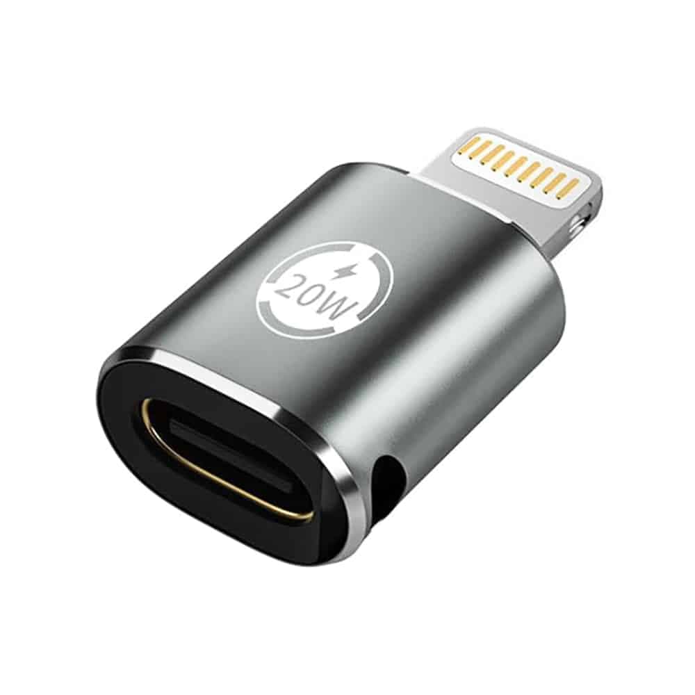 Techsuit - Premium OTG Adapter TitanCoreX (A11) - Type-C σε Lightning, 3A, Κράμα αλουμινίου, Plug&Play, Γρήγορη μεταφορά - Γκρι 4