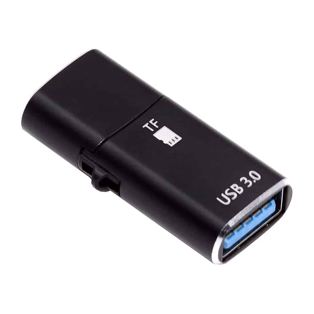 Techsuit - Αναγνώστης καρτών AluVoltX (CC1) - 2 σε 1, USB3.0 σε Type-C OTG, Κάρτα μνήμης TF, 3A, Plug&Play, Γρήγορη μεταφορά δεδομένων - Μαύρο 5