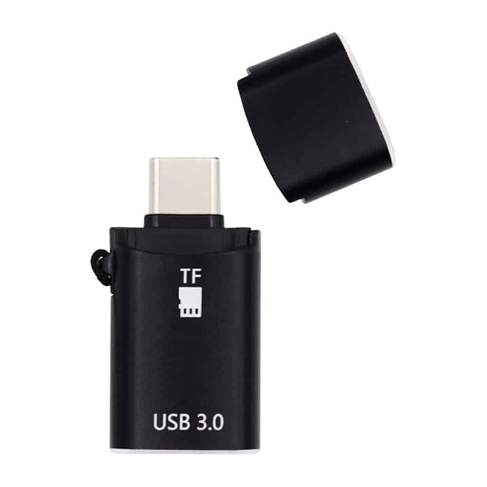 Techsuit - Αναγνώστης καρτών AluVoltX (CC1) - 2 σε 1, USB3.0 σε Type-C OTG, Κάρτα μνήμης TF, 3A, Plug&Play, Γρήγορη μεταφορά δεδομένων - Μαύρο 2