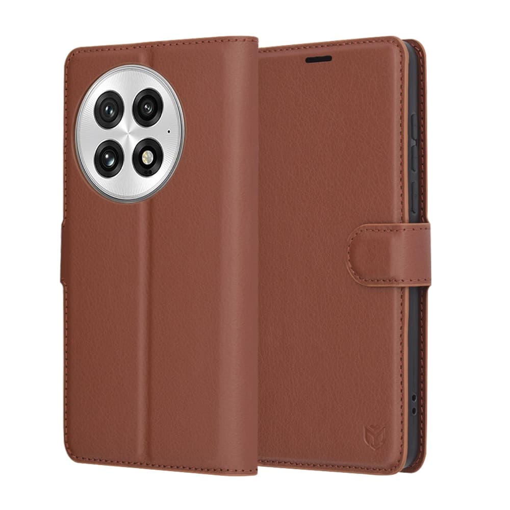 Techsuit Leather Folio - θήκη για Oneplus 13 - Καφέ