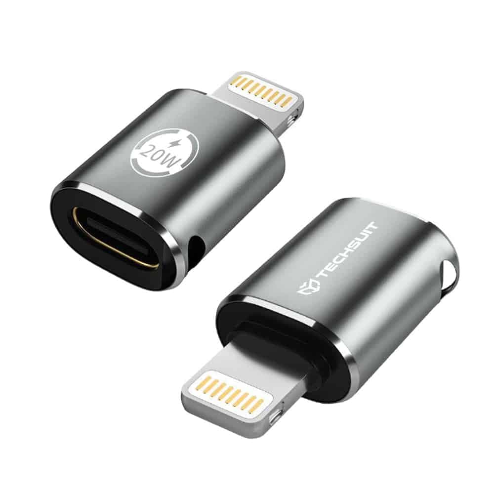 Techsuit - Premium OTG Adapter TitanCoreX (A11) - Type-C σε Lightning, 3A, Κράμα αλουμινίου, Plug&Play, Γρήγορη μεταφορά - Γκρι