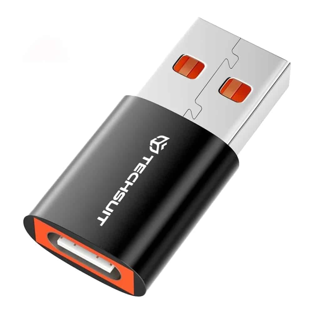 Techsuit - Premium OTG Adapter HyperPort (A5) - Type-C σε USB, 6A, 5Gbps, Plug and Play, Γρήγορη μεταφορά δεδομένων - Μαύρο / Πορτοκαλί